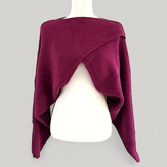 HOUSE OF HARLOW 1960 Berry Purple Crossover Cropped Dolman Sleeve Sweater NEW! - Picture 1 of 9